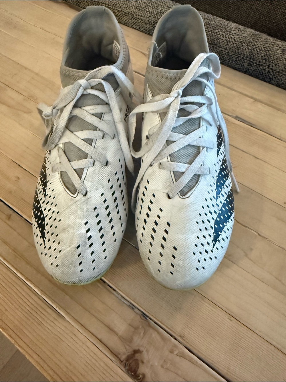 adidas Kids White Predator cleats with Black Graphic